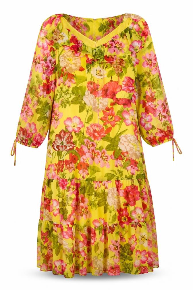 Marks & Spencer Womens Yellow Floral Chiffon Midi Dress Size 18