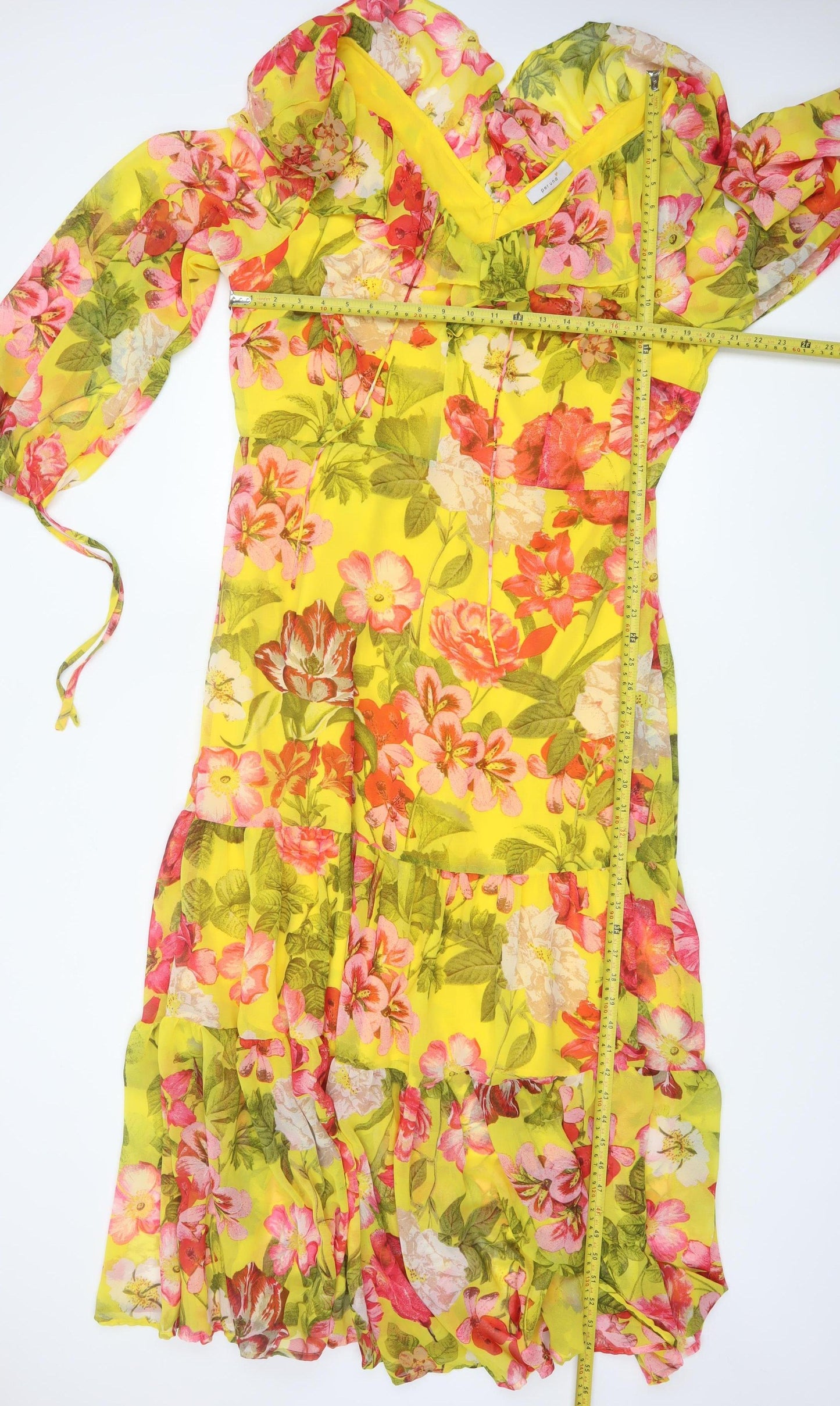 Marks and Spencer Womens Yellow Floral Chiffon Midi Dress Size 18