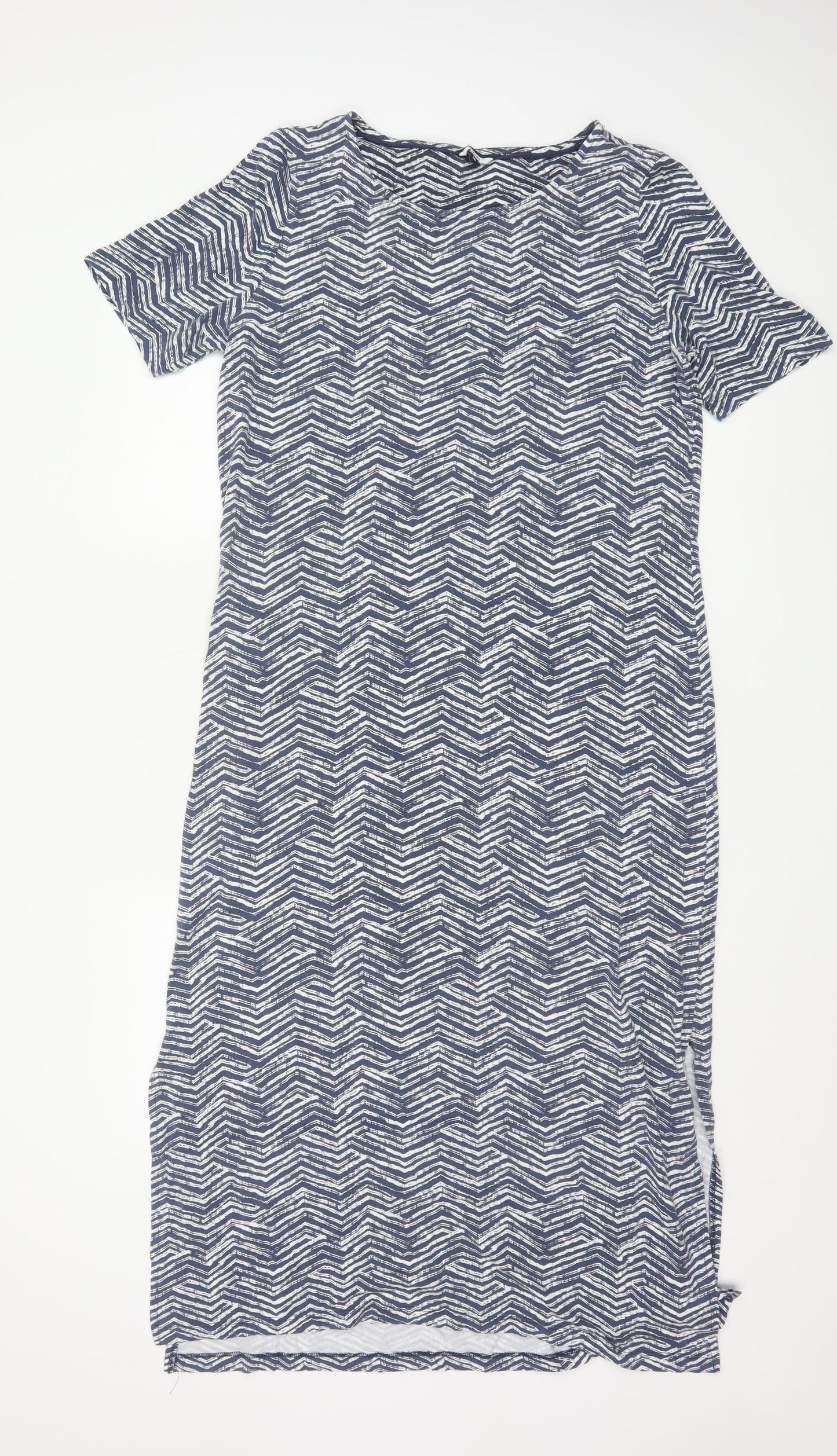 DASH Women's Blue Chevron Shift Dress Size 16 Short Sleeve Knee Length