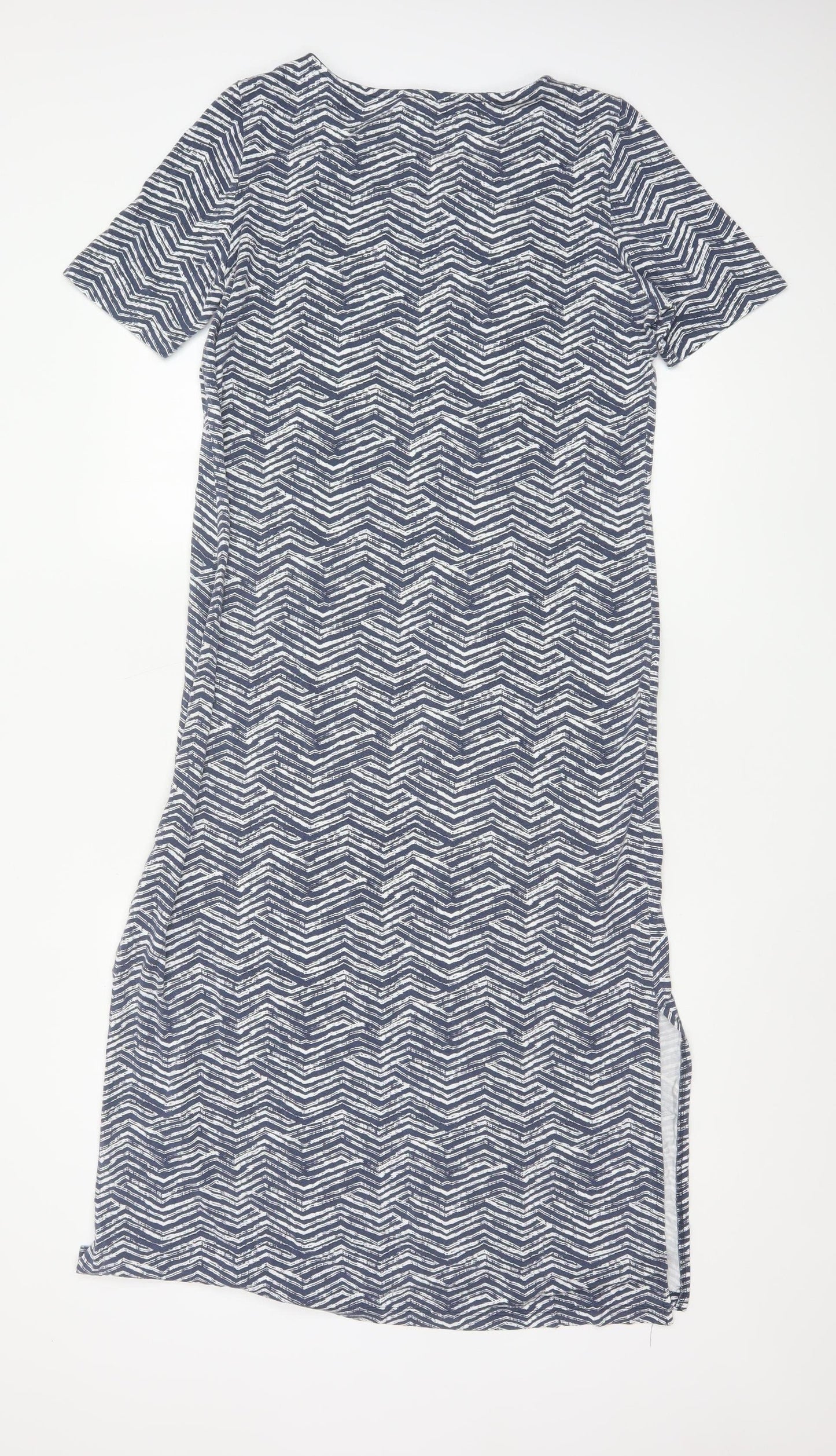 DASH Women's Blue Chevron Shift Dress Size 16 Short Sleeve Knee Length