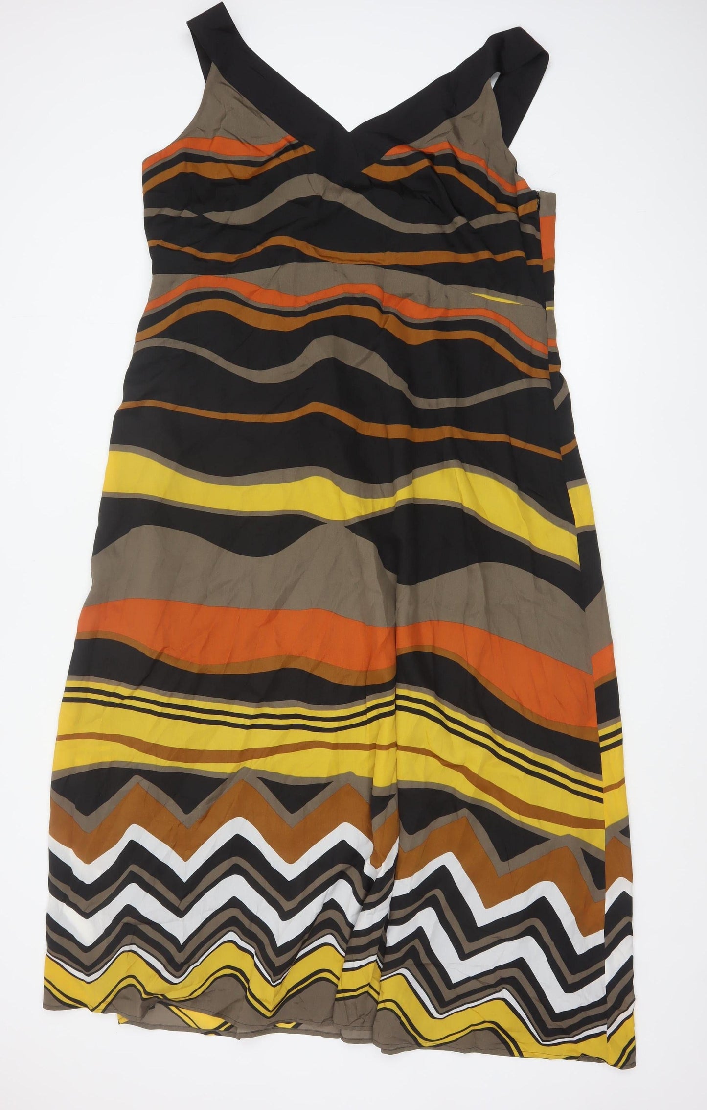 Windsmoor Womens Multicoloured Size 18 V-Neck Sleeveless Midi Dress