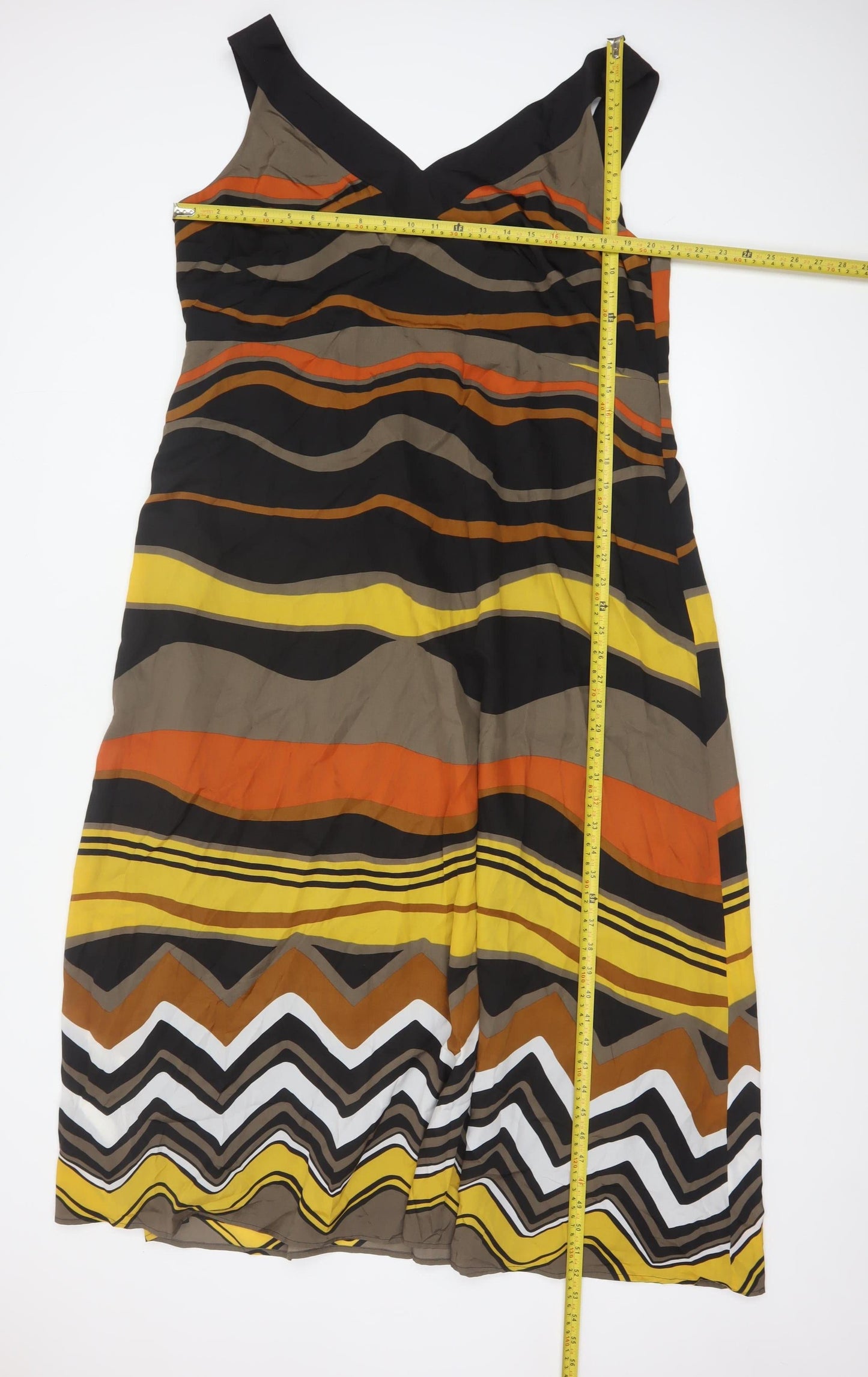 Windsmoor Womens Multicoloured Size 18 V-Neck Sleeveless Midi Dress