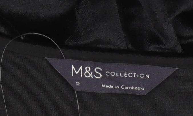 Marks and Spencer Women's Black Velvet Midi Fit & Flare Dress Size 12