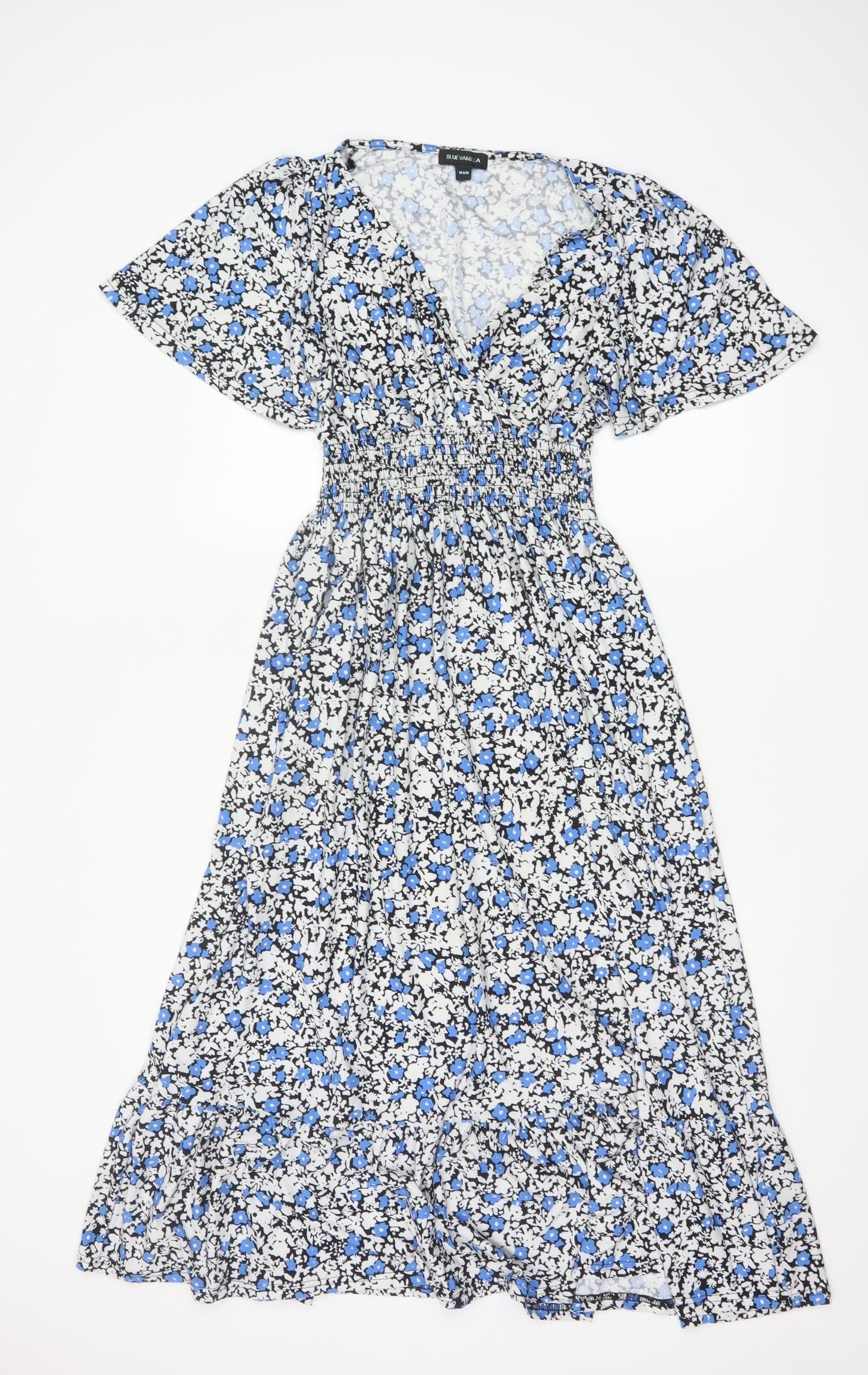 Blue Vanilla Women’s Blue Floral Midi A-Line Dress S