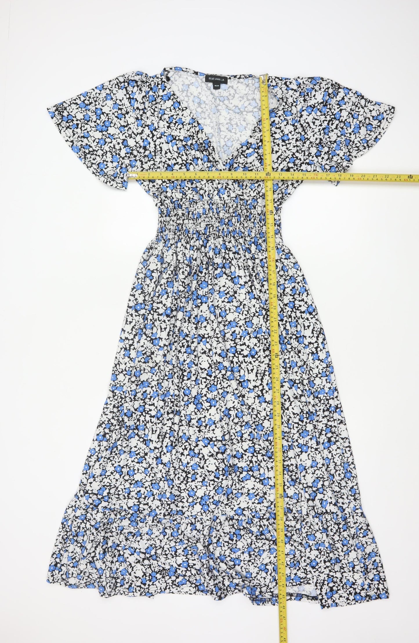 Blue Vanilla Women’s Blue Floral Midi A-Line Dress S