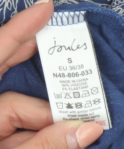 Joules Women Blue Paisley Midi Fit & Flare V-Neck Dress Size S
