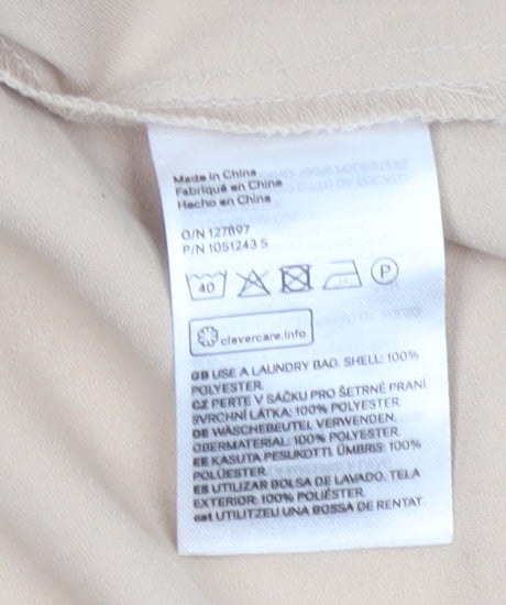 H&M Women’s Beige Midi Wrap Dress Short Sleeve V-Neck XS