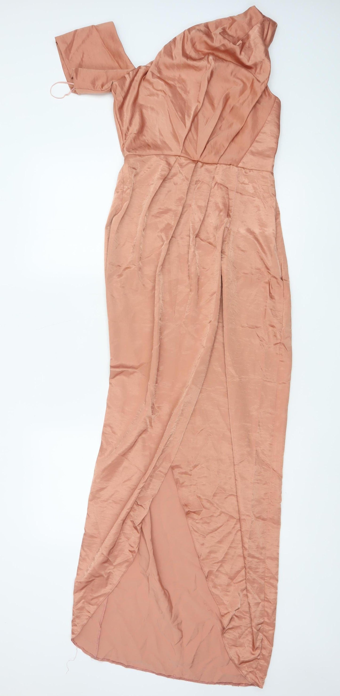 ASOS Women Pink One Shoulder Long Wrap Formal Dress Size 8