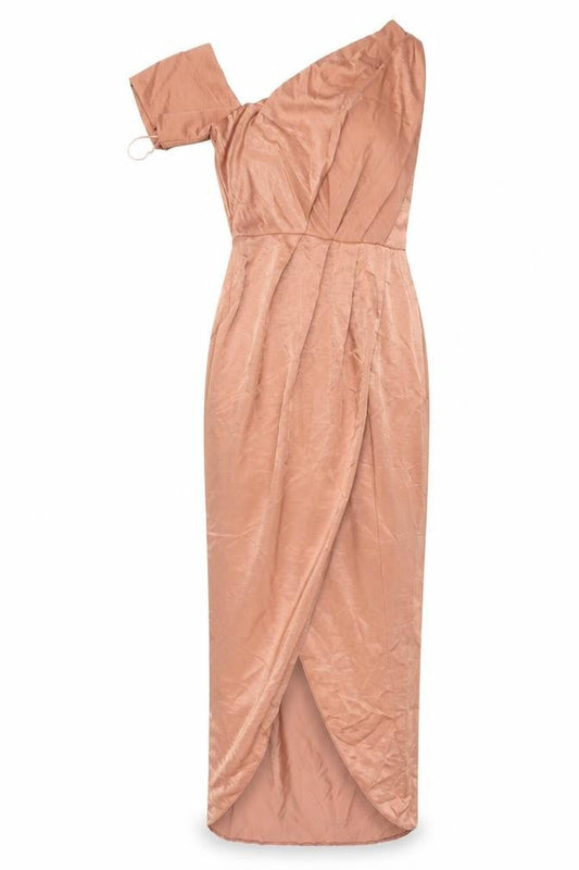 ASOS Women Pink One Shoulder Long Wrap Formal Dress Size 8