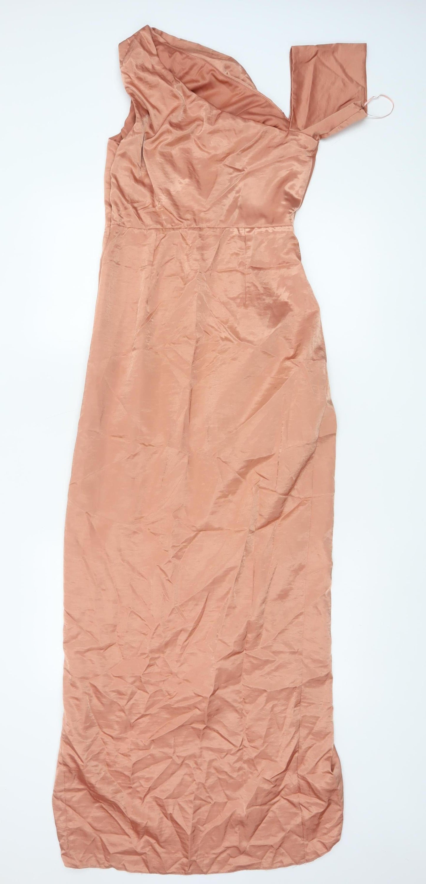 ASOS Women Pink One Shoulder Long Wrap Formal Dress Size 8