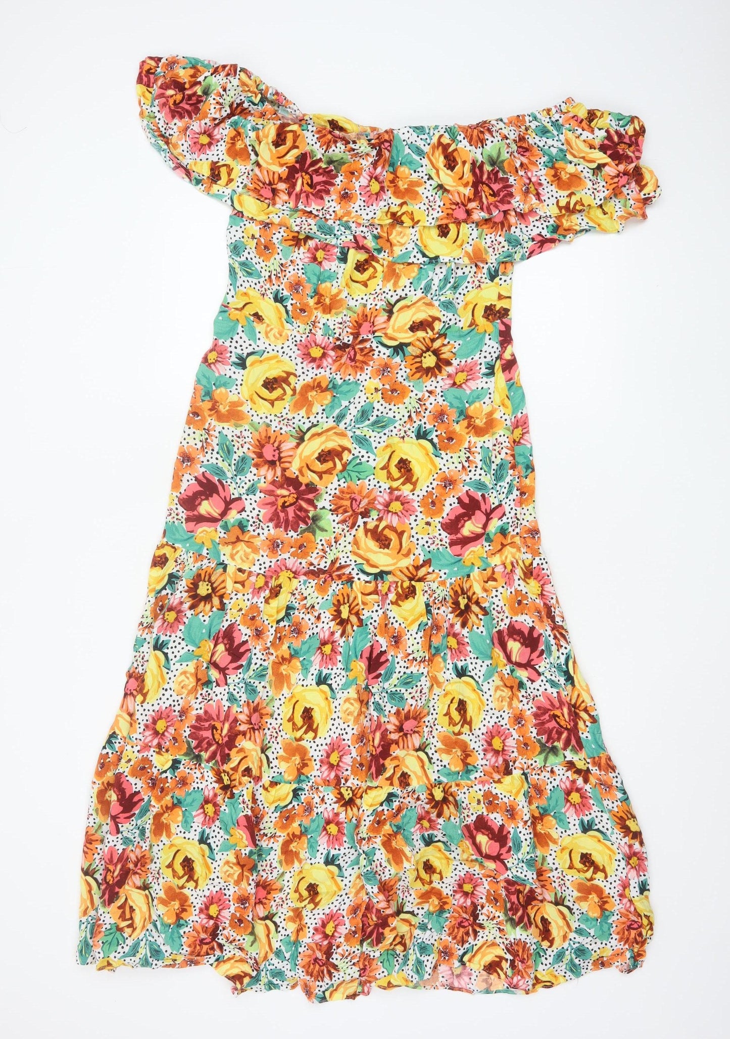 Myleene Klass Women’s Multicoloured Floral Off Shoulder Midi Dress Size 12