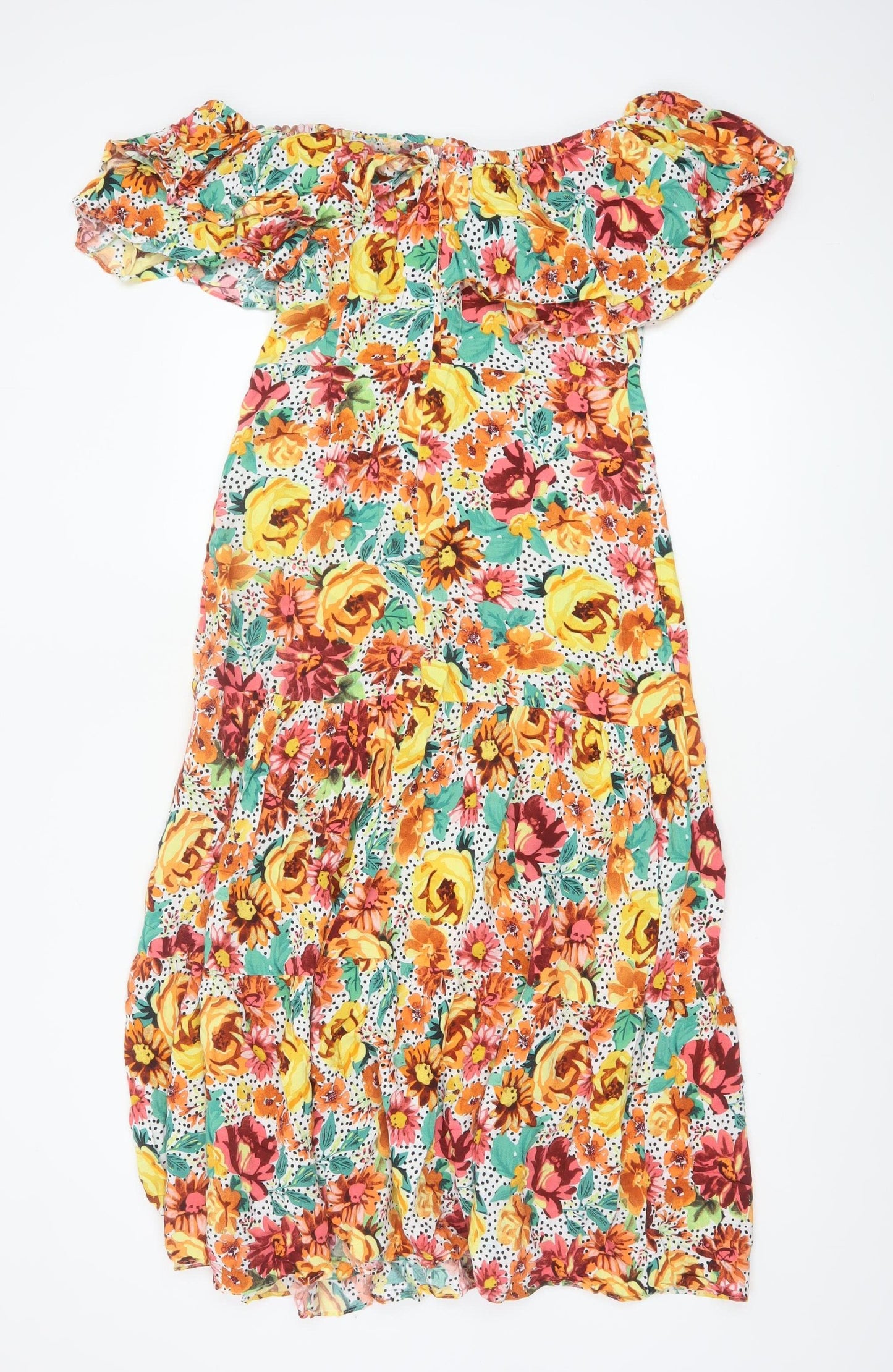 Myleene Klass Women’s Multicoloured Floral Off Shoulder Midi Dress Size 12