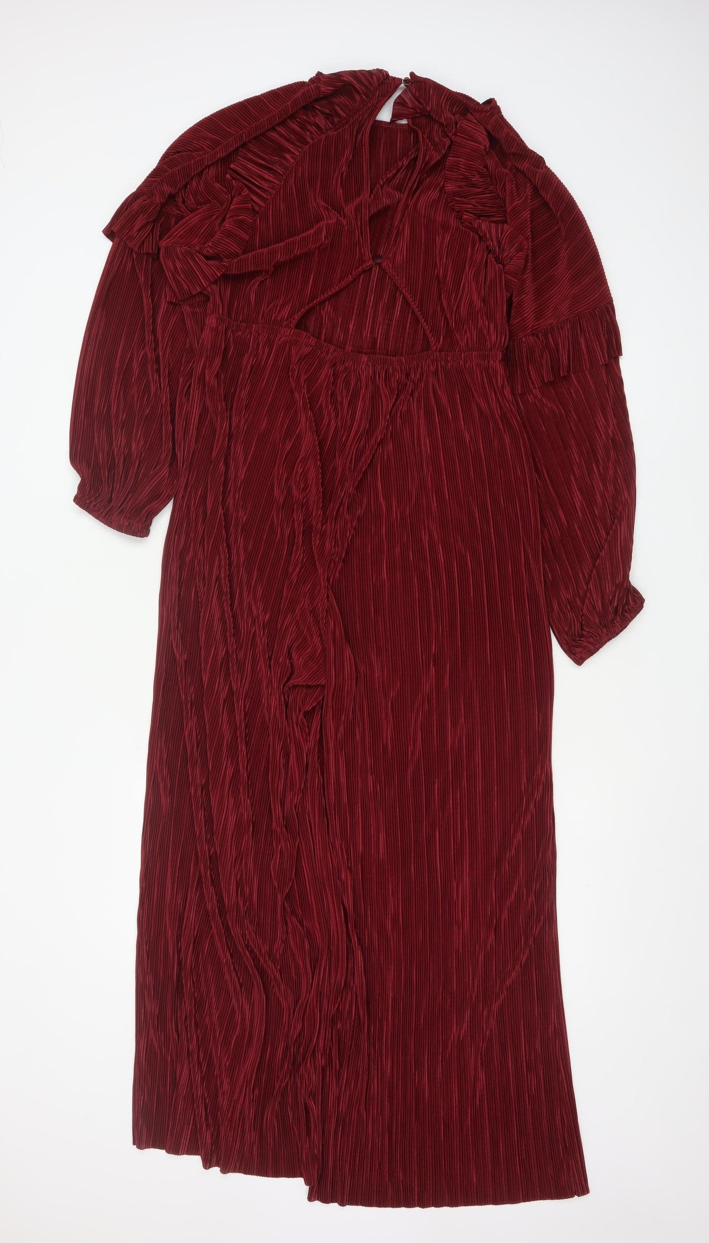 ASOS Design Women’s Red Pleated Wide-Leg Velvet Jumpsuit Size 14