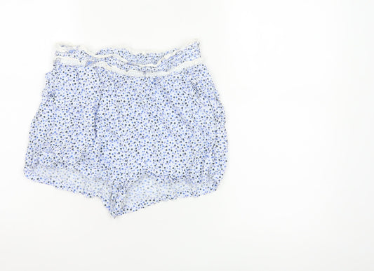 Jack Wills Women Blue Floral Viscose Casual Shorts UK 8