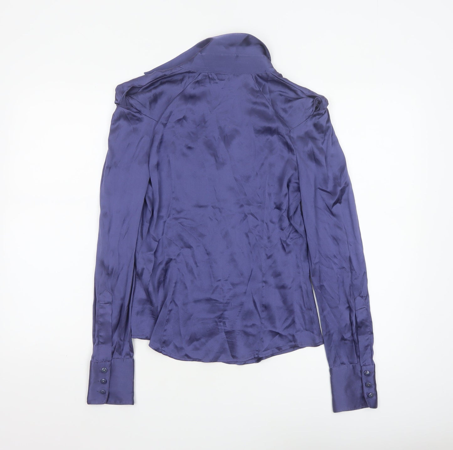 Armani Exchange Women's Purple Silk Satin Long Sleeve Blouse Size S