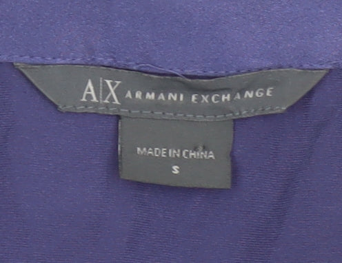 Armani Exchange Women's Purple Silk Satin Long Sleeve Blouse Size S