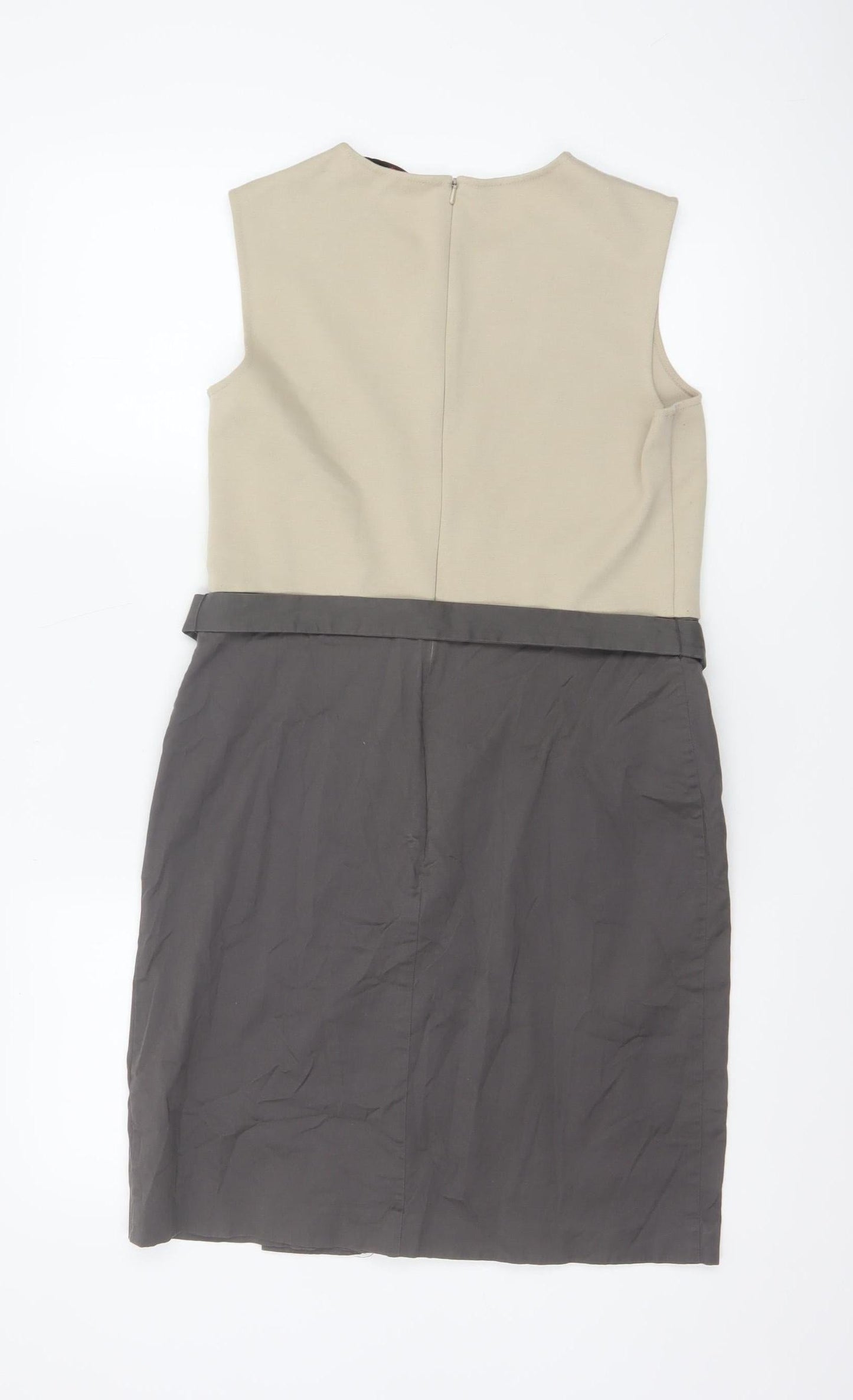 L.K. Bennett Women Beige Grey Colourblock Sheath Dress Size 10