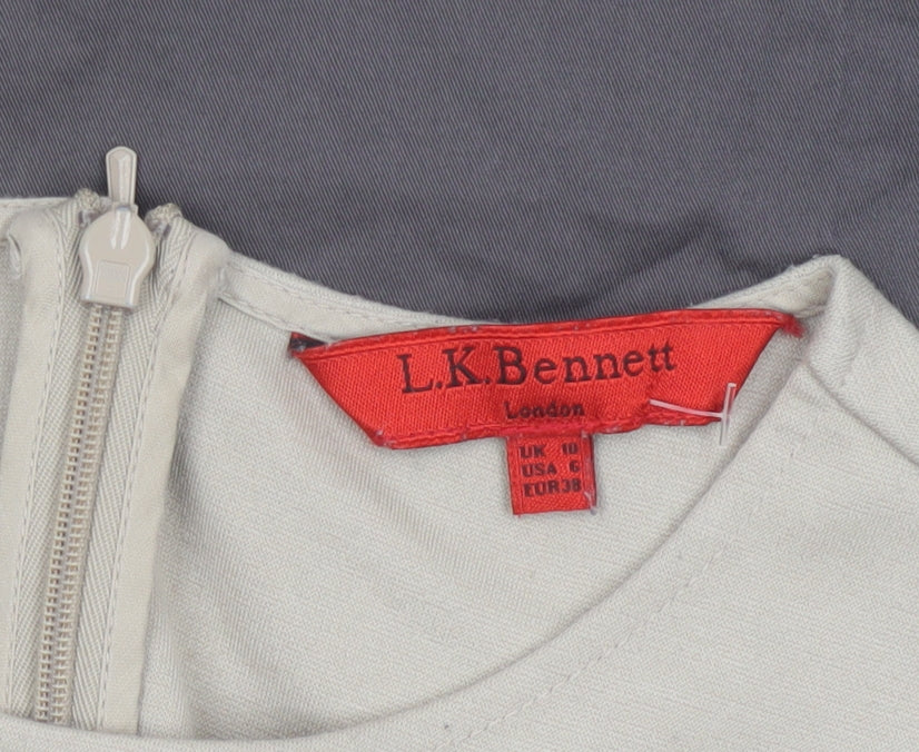 L.K. Bennett Women Beige Grey Colourblock Sheath Dress Size 10