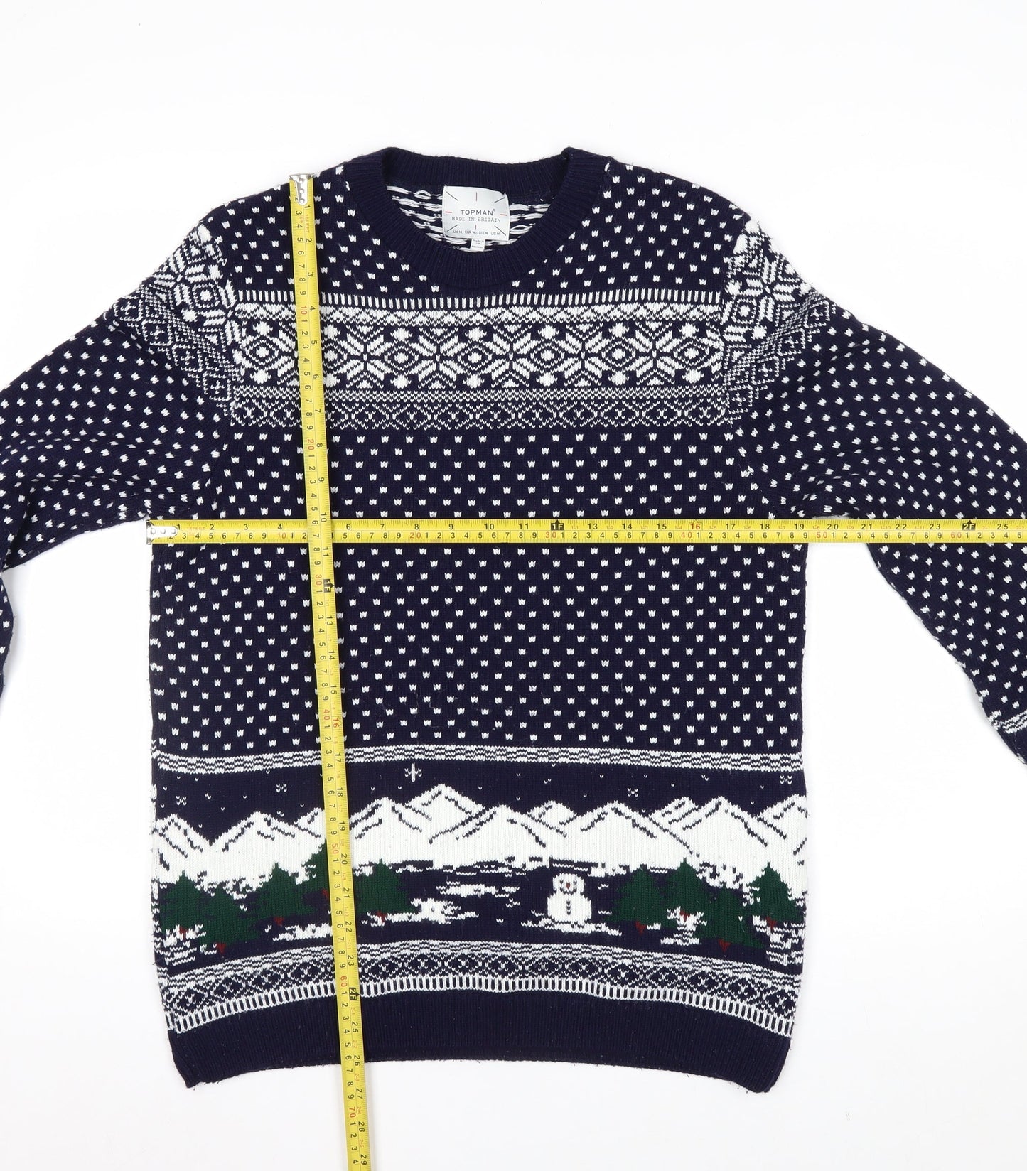Topman Men's Blue Christmas Fair Isle Knit Jumper Size M