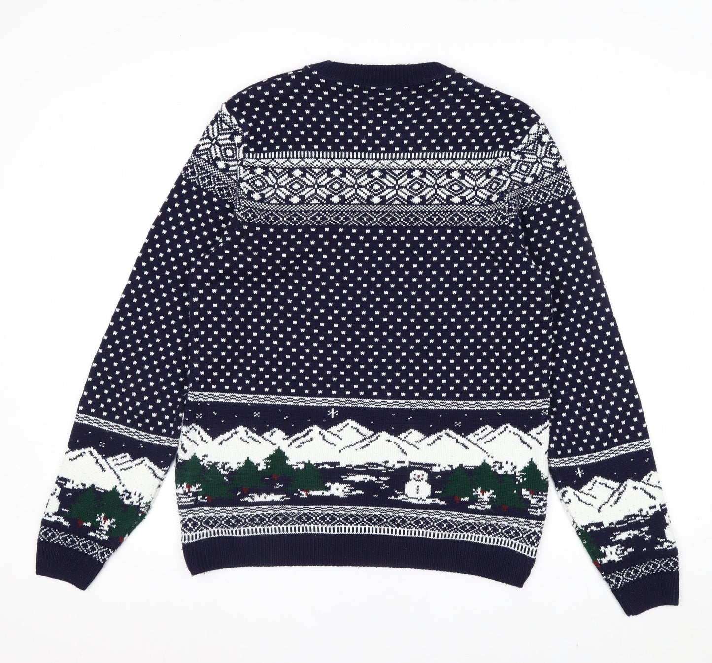 Topman Men's Blue Christmas Fair Isle Knit Jumper Size M