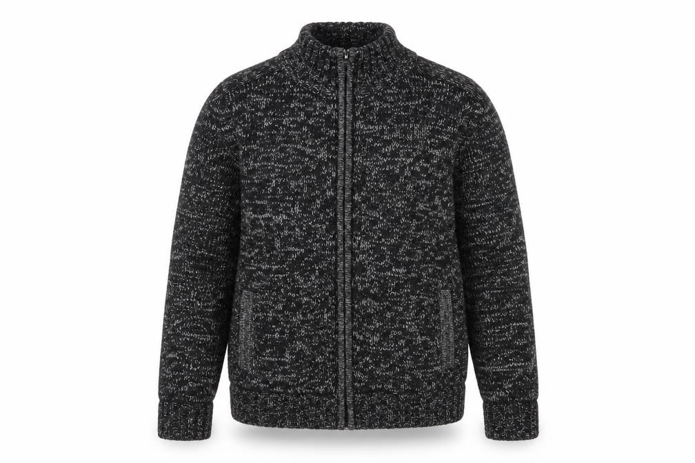 Kensington Eastside Mens Grey L Chunky Full Zip Knit Jumper