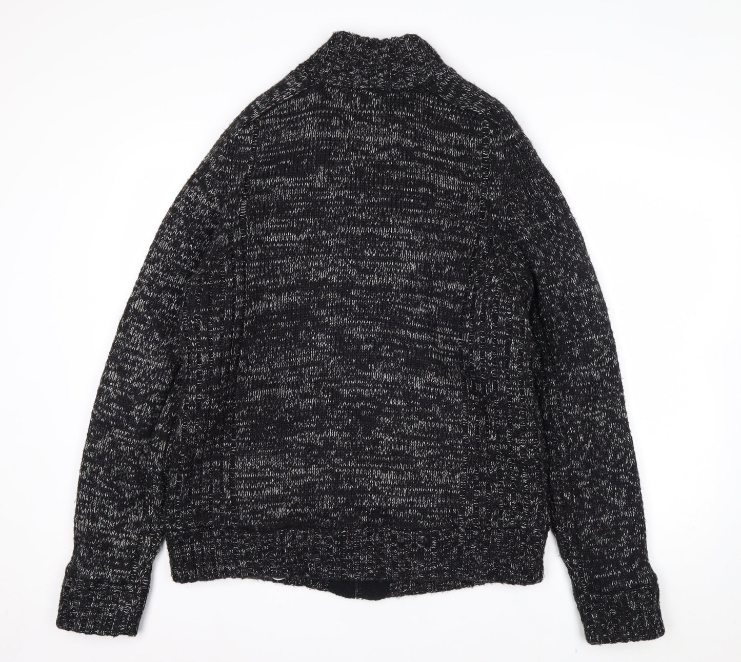 Kensington Eastside Mens Grey L Chunky Full Zip Knit Jumper