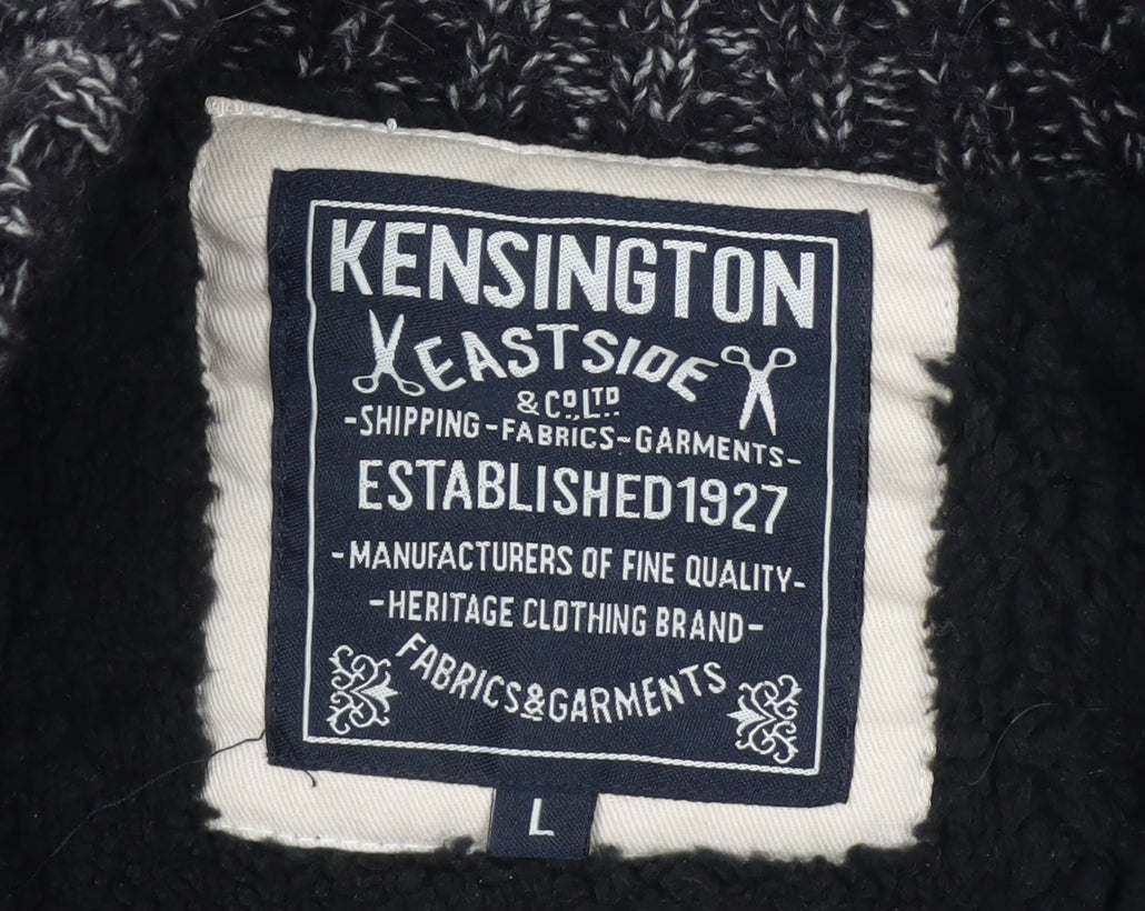 Kensington Eastside Mens Grey L Chunky Full Zip Knit Jumper