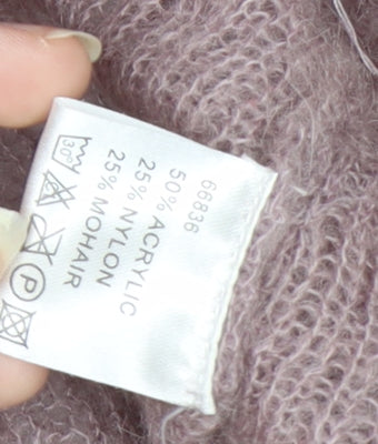 CMD Womens Mauve Mohair Blend Lace Trim Sequin Cardigan Size 8