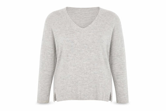 FatFace Women Beige V-Neck Long Sleeve Wool Blend Jumper UK 14