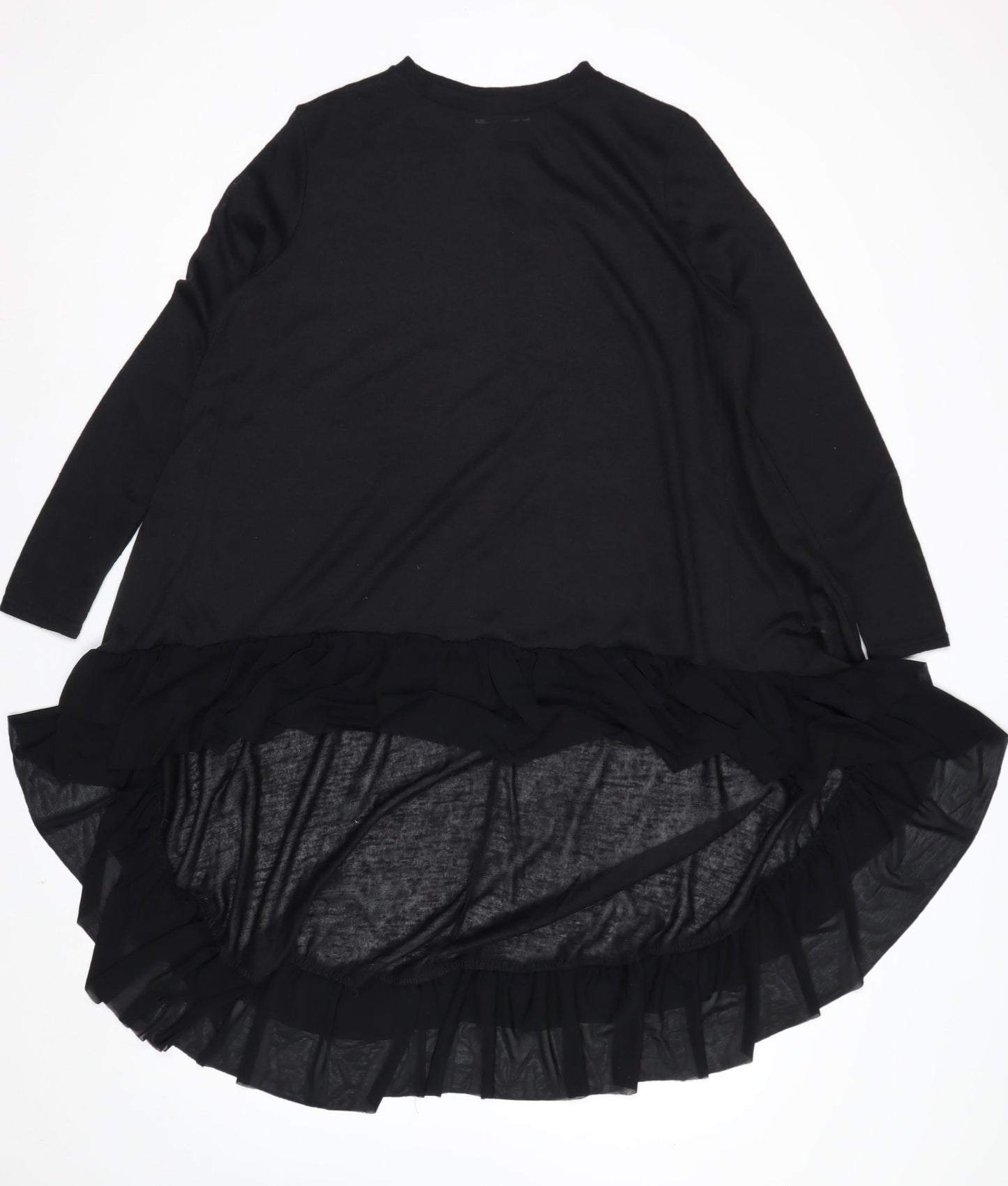 Bella and Blue Women's Black Long Sleeve Ruffle Hem Shift Dress Size S