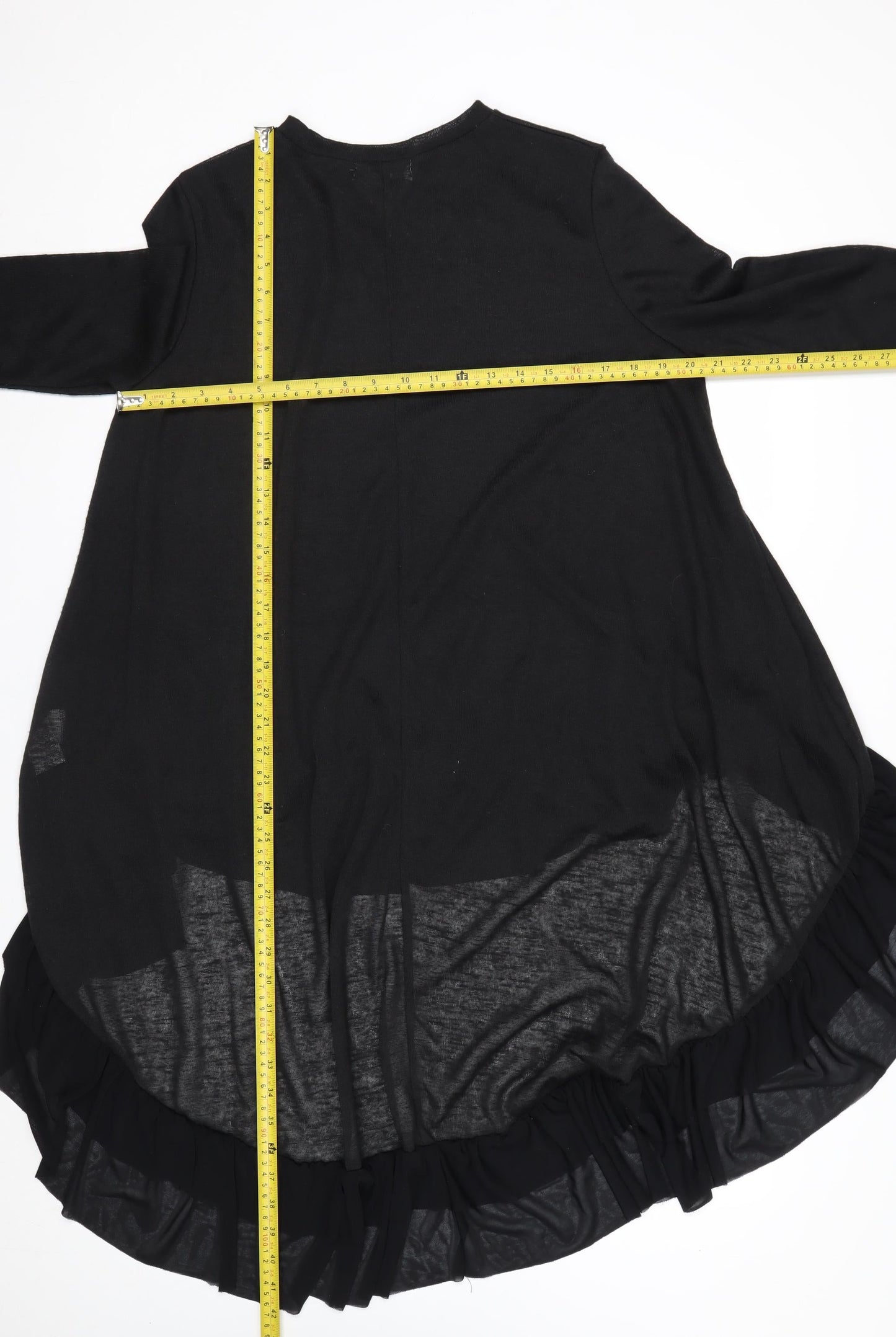Bella and Blue Women's Black Long Sleeve Ruffle Hem Shift Dress Size S