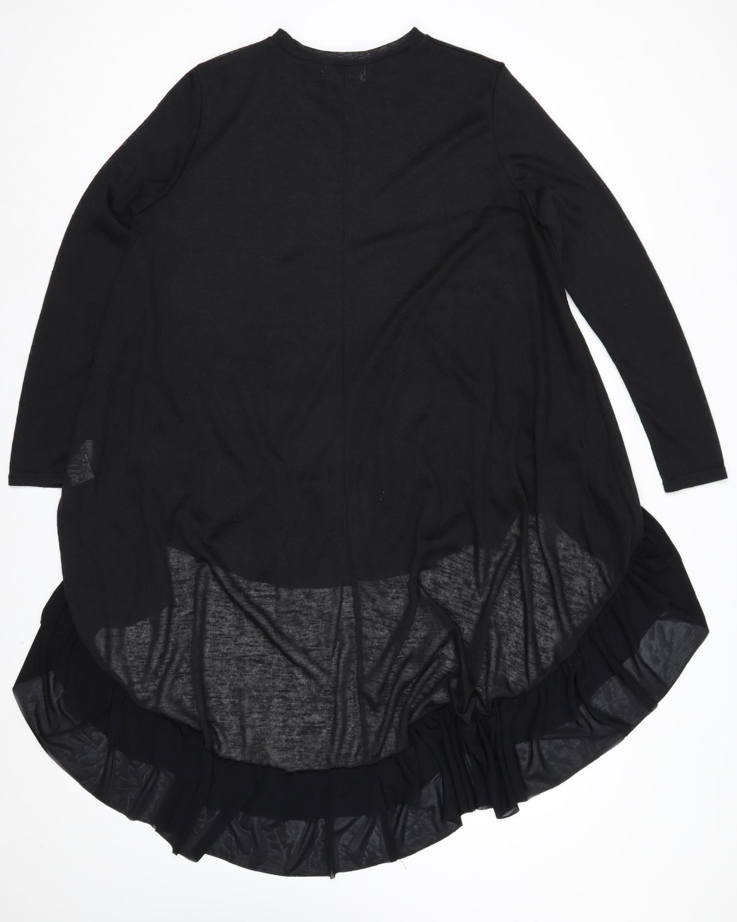 Bella and Blue Women's Black Long Sleeve Ruffle Hem Shift Dress Size S
