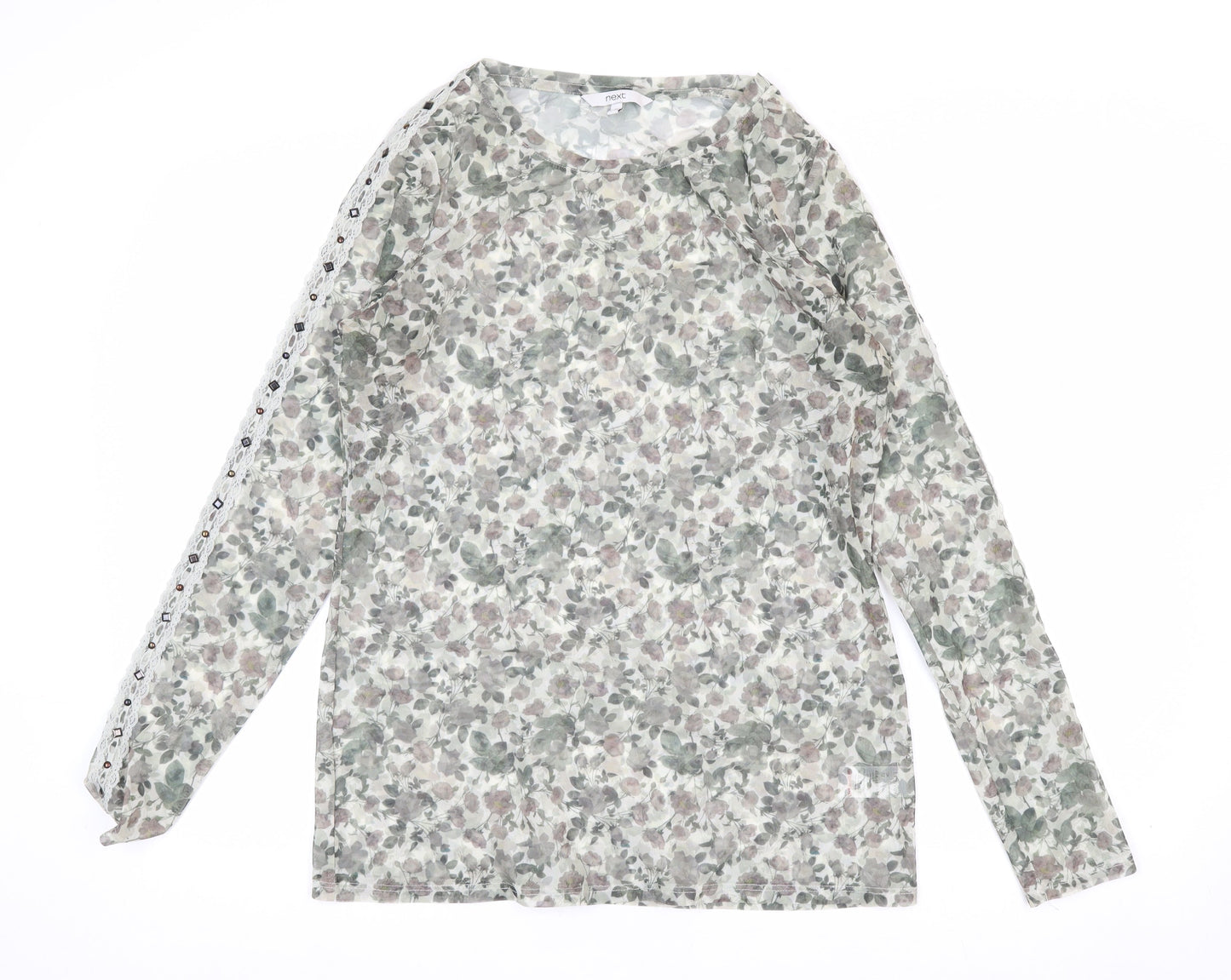 Next Women’s Multicoloured Floral Long Sleeve Mesh Blouse Size 12