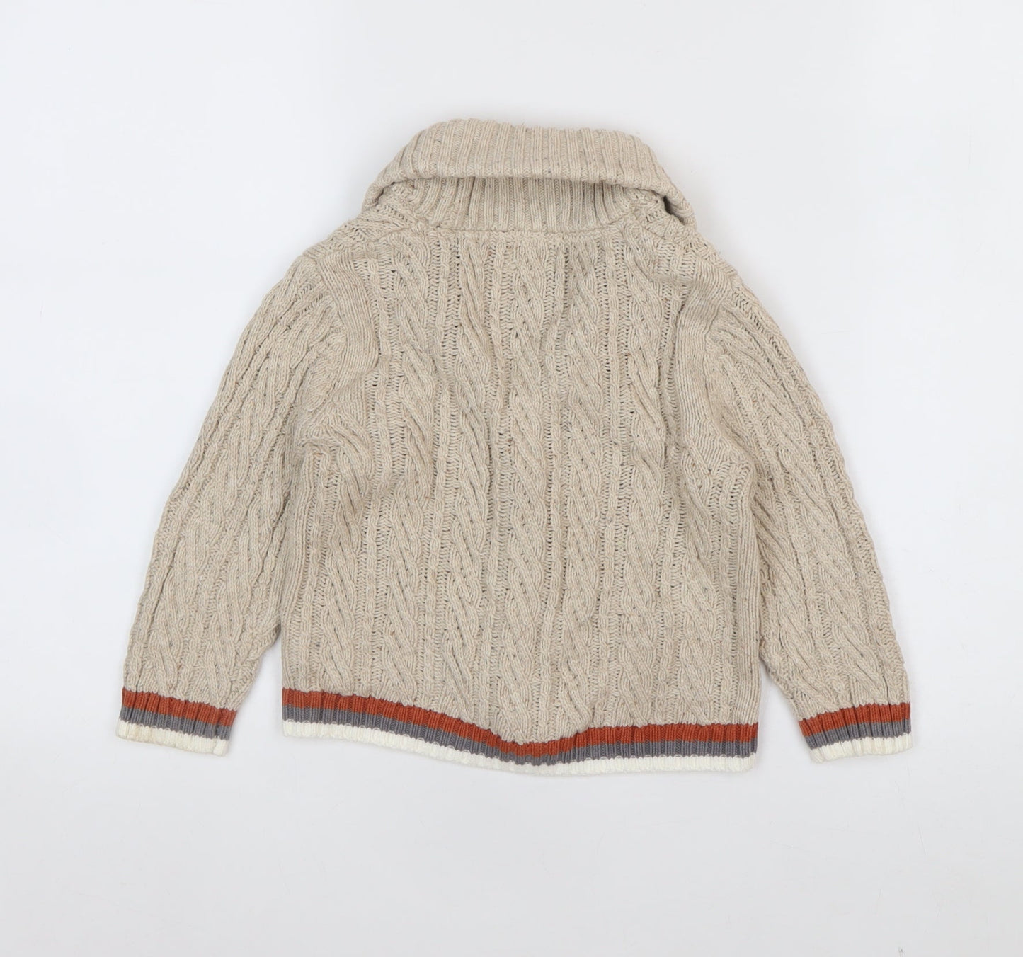 E of M Boys Beige Cable-Knit Cotton Cardigan 3-4 Years