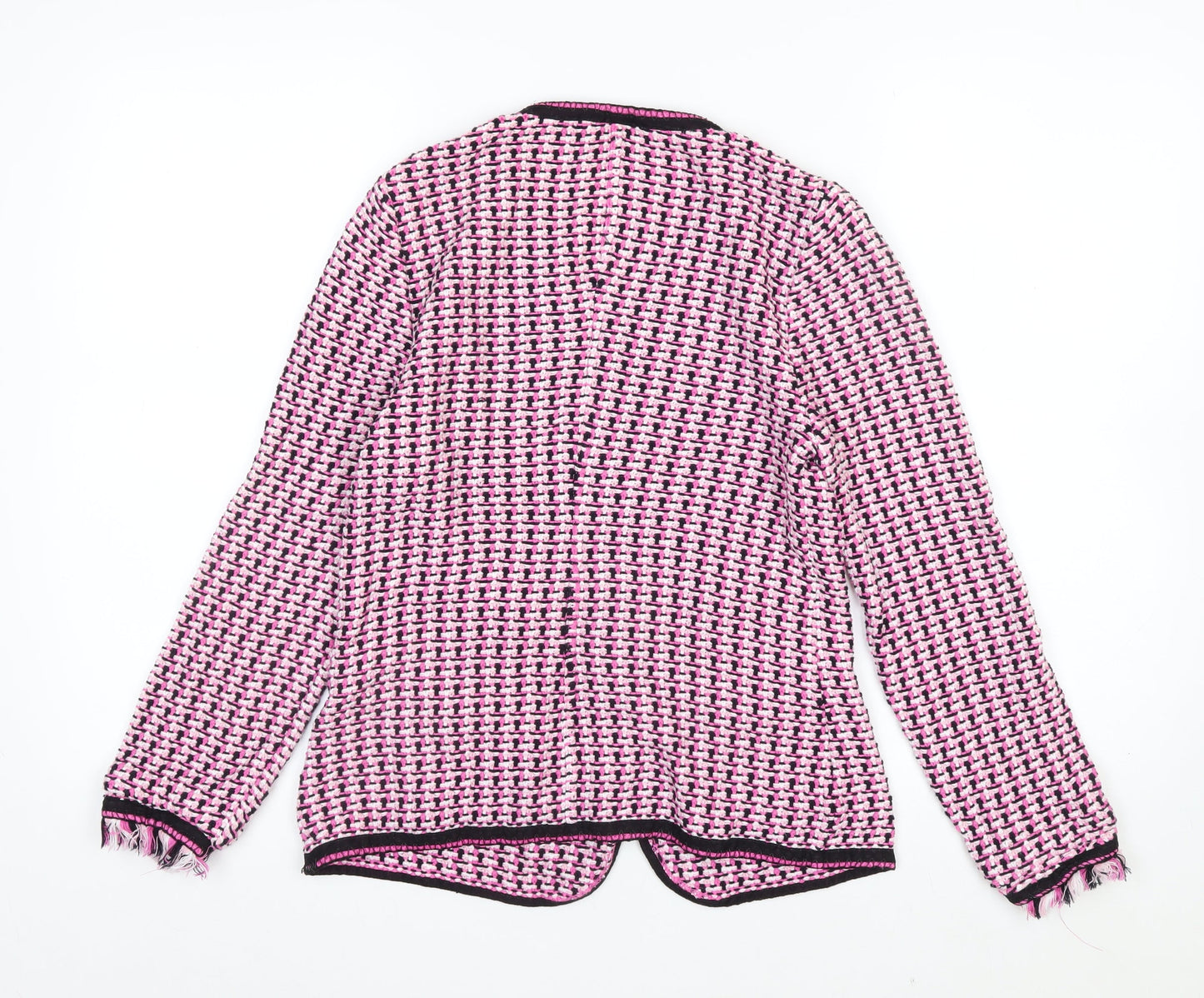 Basler Women's Pink Knit Cardigan Size 10 Classic Fringe Trim