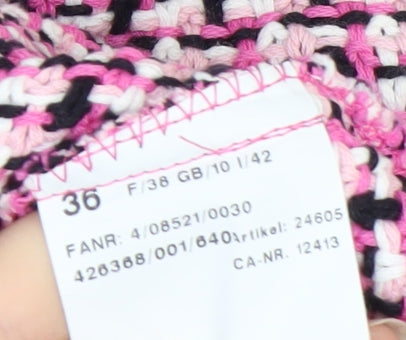 Basler Women's Pink Knit Cardigan Size 10 Classic Fringe Trim