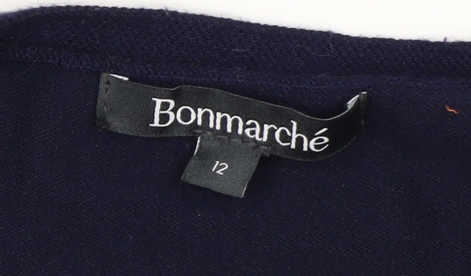 Bonmarché Women's Navy Long Sleeve Open Front Cardigan Size 12