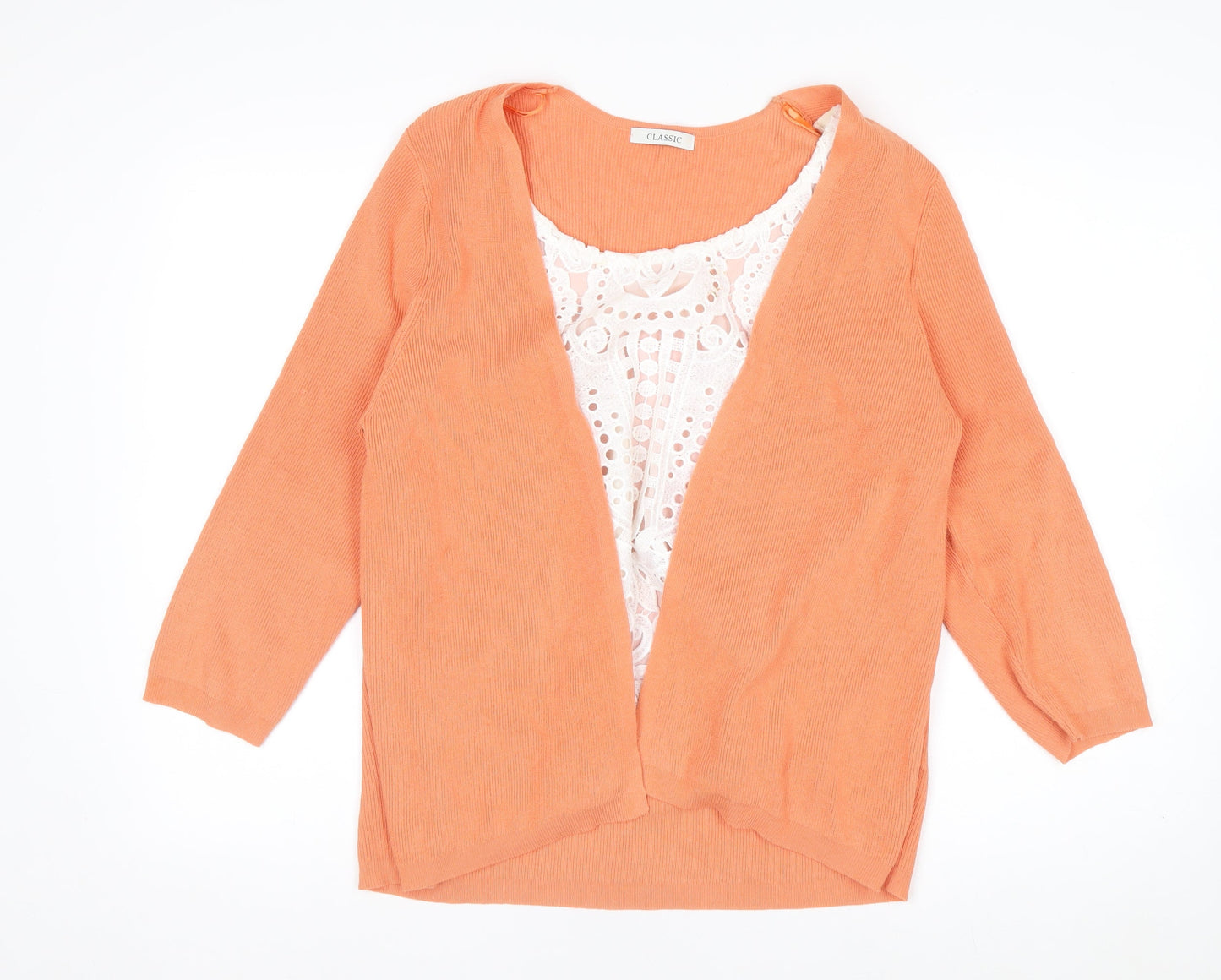 Marks and Spencer Women Orange Lace Front Cardigan Size 16