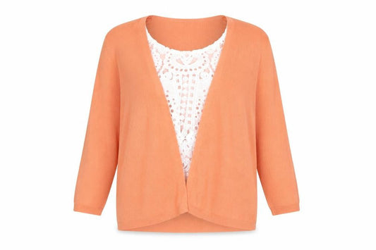 Marks & Spencer Women Orange Lace Front Cardigan Size 16