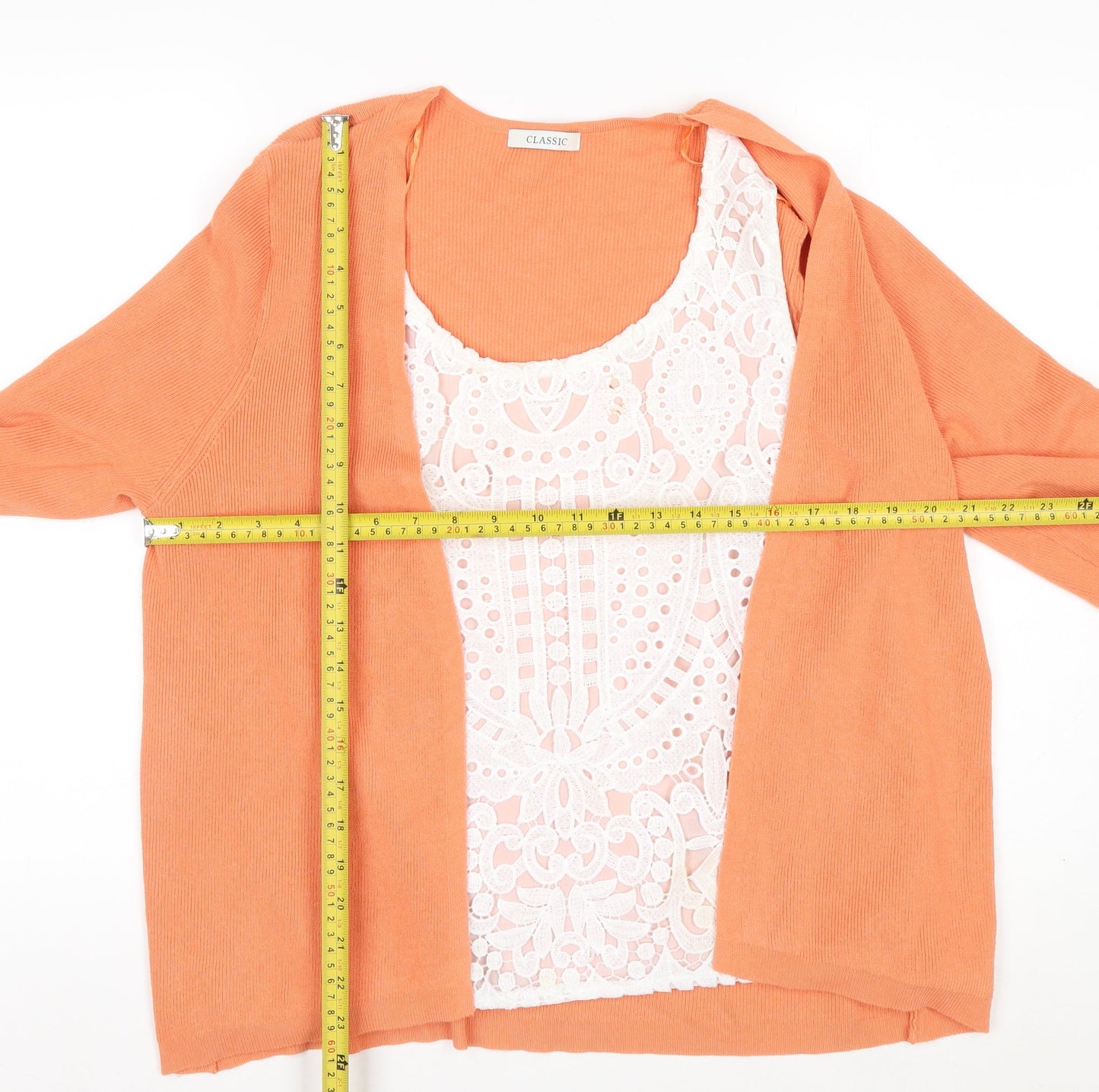 Marks and Spencer Women Orange Lace Front Cardigan Size 16