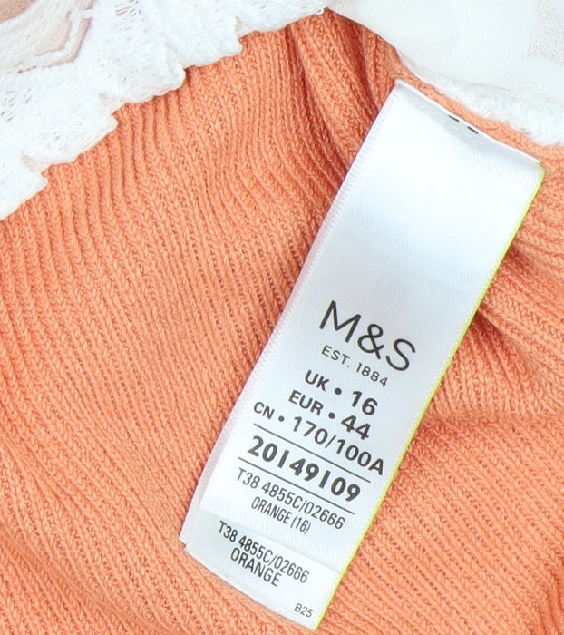 Marks and Spencer Women Orange Lace Front Cardigan Size 16