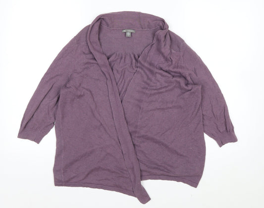GAP Women Purple Open Cardigan L Linen Cotton Blend Lightweight
