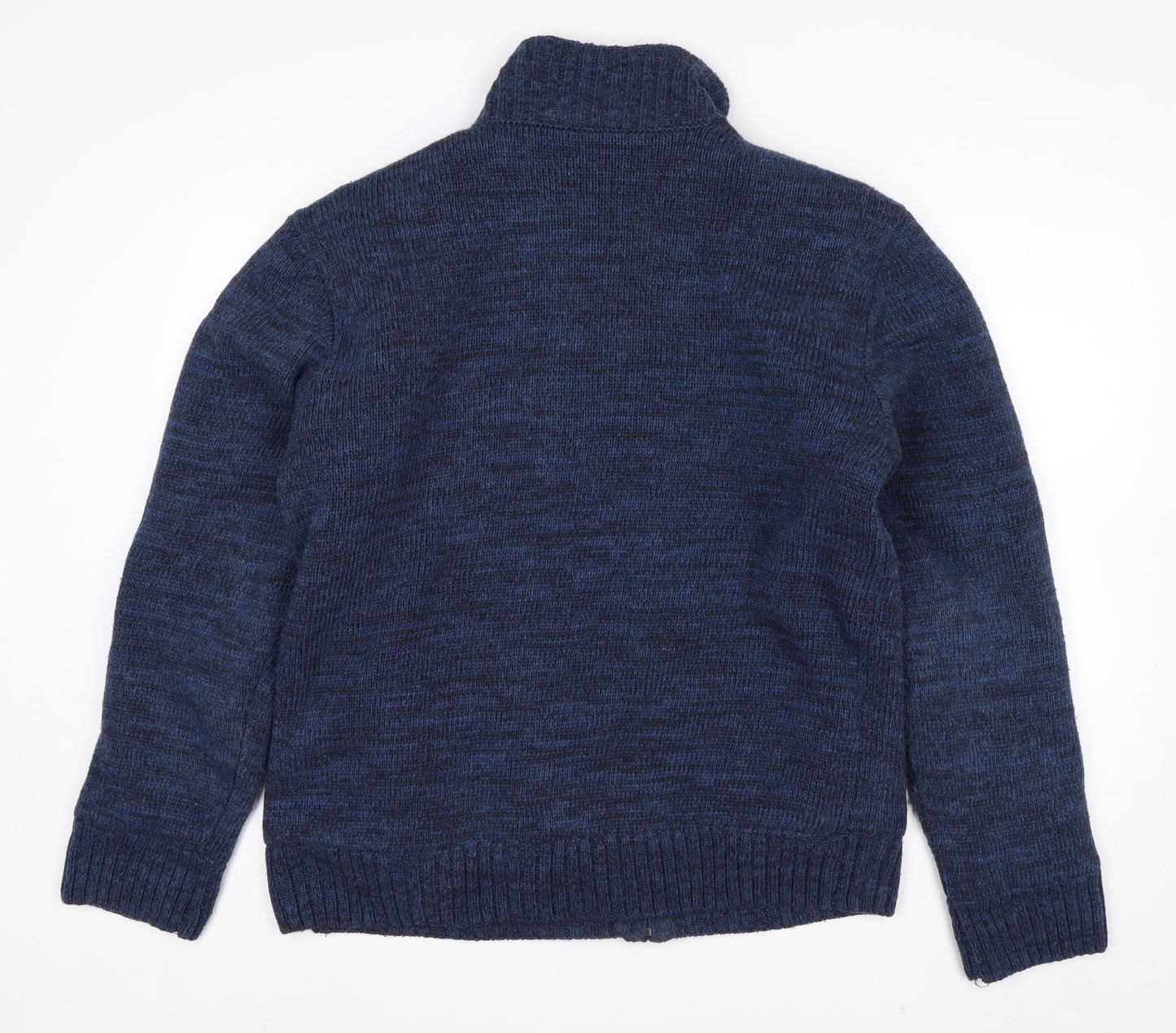 Blend Men's Blue Full Zip Heavy Knit Jumper XL
