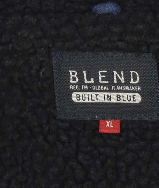 Blend Men's Blue Full Zip Heavy Knit Jumper XL
