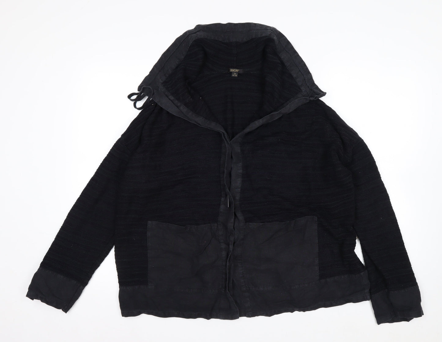 Horsan Women Black 2XL Hooded Cardigan Cotton Linen Blend