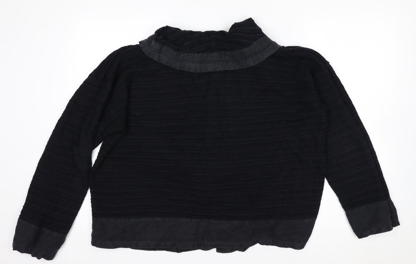 Horsan Women Black 2XL Hooded Cardigan Cotton Linen Blend