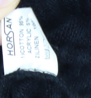 Horsan Women Black 2XL Hooded Cardigan Cotton Linen Blend