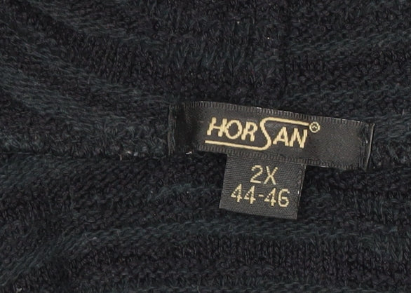 Horsan Women Black 2XL Hooded Cardigan Cotton Linen Blend
