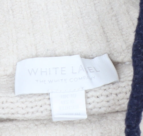 The White Company Women’s Ivory Striped Roll Neck Jumper Size 10