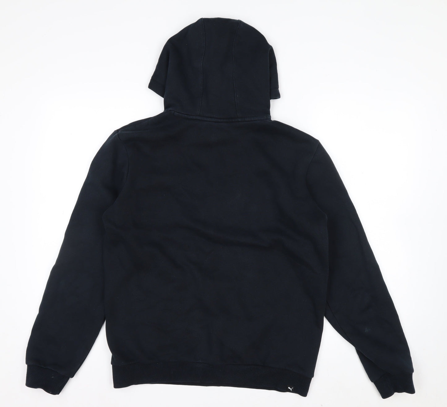 Puma Boys Black Pullover Hoodie 16 Years Cotton Blend Lined Logo Sportswear